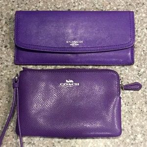 2 Coach Plum Purple Wallets wristlet & envelope